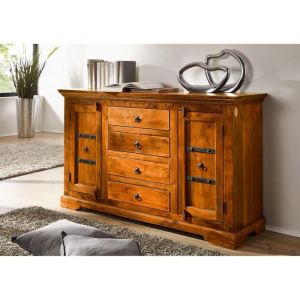 Buffet - Bois massif d'acacia laqué (Miel) - Style colonial - OXFORD 0513