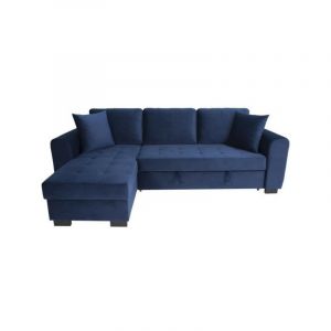 Canapé d angle con ible HAMILTON 4 places Tissu velours L 245 P 140 H 86 Coffre d