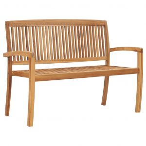 Image de VidaXL Banc 2 places empilable de jardin 128,5 cm Bois de teck solide