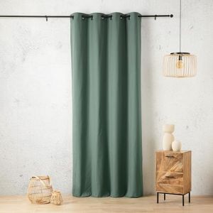 LINDER Rideau Toile Effet Lin tiss&eacute; - Tiss&eacute; et Teint en France - Coloris Bleu Canard - Dimensions 135x260cm - 60% Polyester 40% Coton - Collection Toile Aspect Lin