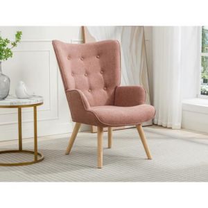 Vente-unique - Fauteuil en tissu rose vately