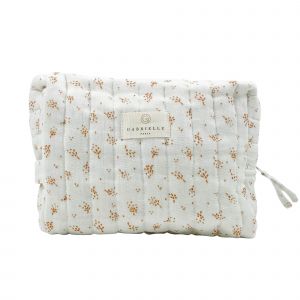 Trousse de toilette en gaze de coton biologique à motifs crème