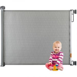 Relaxdays Barrière de sécurité Extensible, 70 à 140 cm, perçage, Protection Enfants et Chiens, Porte, Grise