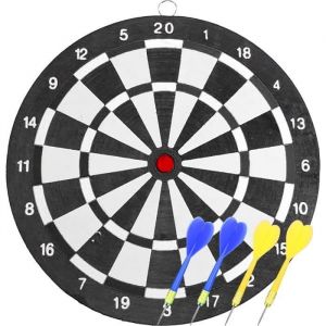 Set cible et fléchettes - Papier enroulé - 4 fléchettes - Diametre 25 cm
