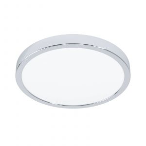 Eglo Connect.z Plafonnier LED connect&eacute; Fueva 6-Z, &Oslash; 27,8 cm, ZigBee, Matter, lampe plafond pour salle de bains, app et commande vocale Alexa, blanc chaud-froid, RGB, dimmable, chrom&eacute;, IP44