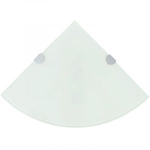 VidaXL &Eacute;tag&egrave;re de coin avec supports chrom&eacute;s Verre Blanc 25 x 25 cm