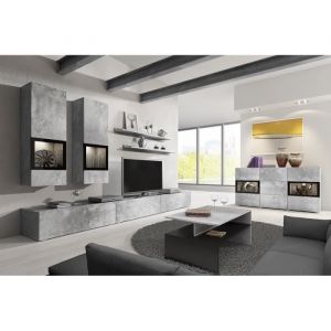 Price Factory - Ensemble meubles de salon design collection ramos. Coloris gris effet béton. - Gris