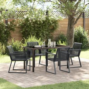 VidaXL Ensemble de repas de jardin de 5 pièces Rattan Poly Noir