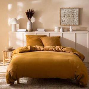 Matt & Rose Housse de couette unie en coton Caramel 240x220cm