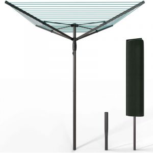 Vounot Etendoir à Linge Extérieur Rotatif 4 Bras Séchoir Parapluie Grande Surface D'Étendage 45M Séchoir à Linge avec Housse de Protection Piquet de Sol Gris Bleu