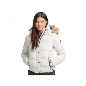 Superdry Pour femme. Veste ? capuche courte interm?diaire blanche