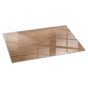 Plaque en verre tremp&eacute; sous chemin&eacute;e et po&ecirc;le protection sol parquet Motif bois naturel 120x60 cm