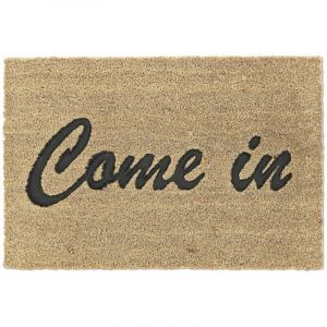 Relaxdays Paillasson en fibres de coco, inscription Come in, résistant aux intempéries, 40 x 60 cm, nature/noir