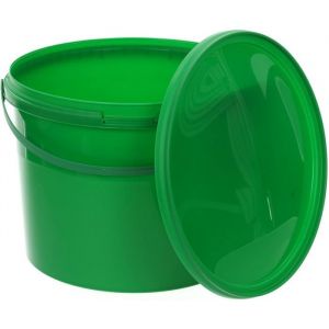 BenBow Seau avec Couvercle 10L Vert 1x 10 Litre - apte au Contact Alimentaire, Stable, hermétique, étanche, sans Odeur - récipient de Stockage en Plastique, avec poignée - Vide