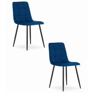 Chaise KARA - velours bleu marine x 2