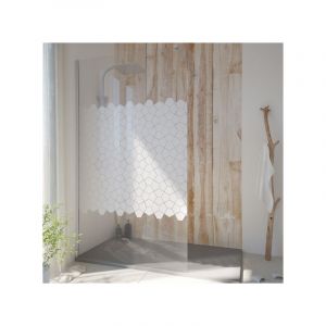Sanycces Paroi de douche fixe Single sérigraphié Pentagone - 130 cm