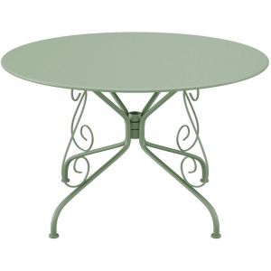Table de jardin D.120 cm en m&eacute;tal fa&ccedil;on fer forg&eacute; - Vert amande - GUERMANTES de MYLIA