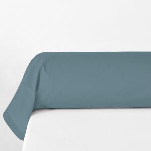 Taie de traversin unie percale de coton biologique Bleu/Gris Taille 85X185 cm
