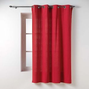 Douceur d'intérieur, Rideau à Oeillets (135 x 180 Cm) Twily Rouge, Coton / Polyester Recyclé
