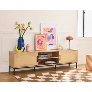 Nagato - meuble tv - bois - 180 cm - Bois / Noir