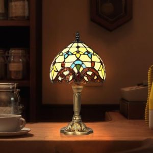 Lampe de table Artpad Tiffany en verre teint&eacute; abat-jour fait main d&eacute;coration m&eacute;diterran&eacute;enne