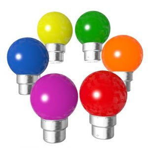 Lot de 6 ampoules (bleue rouge verte jaune orange rose) B22 Inc ables avec culot en fer