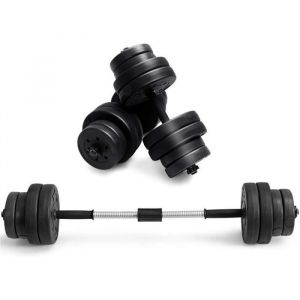 Image de COSTWAY Kit Haltères Musculation 2 en 1 avec Disques Poids Ajustable 30KG Poignée Confortable pour Fitness Musculation Formation