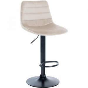 Image de CLP Tabouret de bar Lex en Velours Piètement en Métal Hauteur réglable Pivotant, Crème-Noir