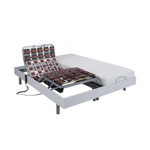 Lit électrique relaxation tout plots matelas latex CASSIOPEE III de DREAMEA - moteurs OKIN - 2 x 90 x 200 cm - blanc