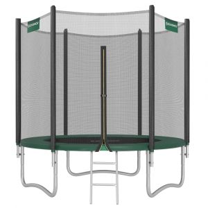 Songmics Trampoline Ø 244 Cm Pour Enfants, Filet De Protection, Poteau Droit De 180 Cm De Haut, Cadre En Acier, Certificat Tüv Rheinland Gs, Noir Et Vert