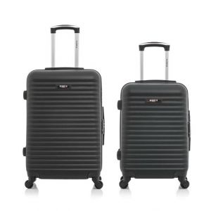 2 Valises 4 roues simples Brazilia 55/65 cm noires