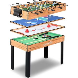 Table Multijeux 4 en 1 de 122 x 61 cm - SereneLife - Baby Foot, Billard, Ping Pong, Air Hockey