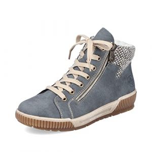 Rieker Femme Chaussures à Lacets N0709, Dame Chaussures de Sport lacées,Semelle intérieure Amovible,Chaussure de Loisirs,Lacets,Bleu