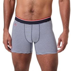 LE SLIP FRAN&Ccedil;AIS boxer long homme Michel en coton Les classiques Bleu Marine/Blanc - Taille S