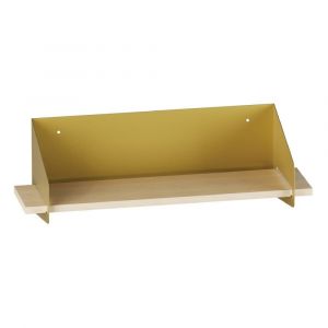 Calicosy Etagère murale en métal avec tablette L60 cm - Effet Bois