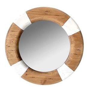 DKD Home Decor Miroir Mural 40 x 2,5 x 40 cm Naturel Bois Marron Blanc
