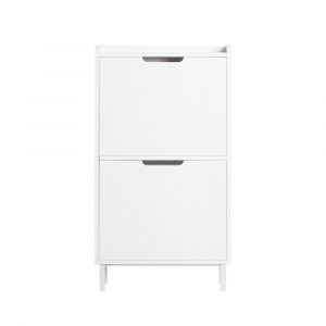 Sobuy FSR151-W Meuble à Chaussures Meuble de Rangement à Chaussures avec 2 Abattants Armoire à Chaussures Commode à Chaussures Meuble d'Entrée