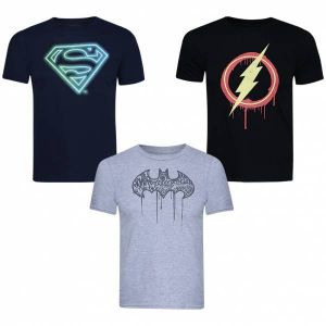 DC COMICS Superman Batman Flash Enfants T-shirt Lot de 3 CDBPK298MUL