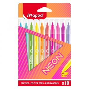Maped Feutres de Coloriage NEON - Feutres de Couleur Effet Néon - Boîte de 10 Feutres NEON