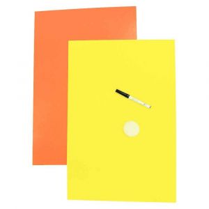 Maildor Affiches effaçables recto orange fluo et verso jaune fluo Format de 40 x 60 cm 550g -