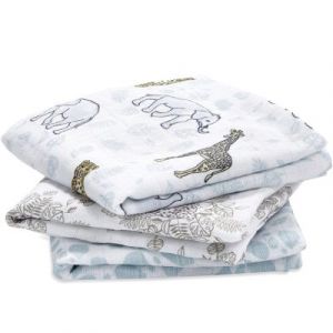 Aden + Anais Lot de 3 petits Langes en mousseline de coton Jungle