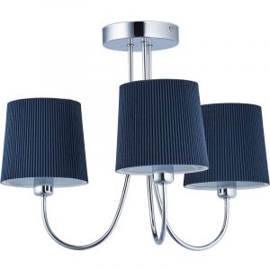 Relaxdays Lustre vintage, luminaire à 3 branches, HLP 35 x 40,5 x 35,5 cm, lampe rétro salon et chambre, bleu foncé