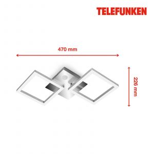 Telefunken Plafonnier led à détecteur frame, 12 w, 1200 lm, IP20, chrome-alu, métal-plastique, 47 x 22,6 x 7,4 cm