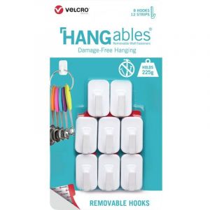 Velcro Marque, Hangables Micro Crochet Retirable, Crochets Adhésifs À Forte Adhérence Et Sans Abîmer, Pour Suspendre Des Photos, Blanc, Peut Supporter Jusqu’À 225 G, Lot De 8