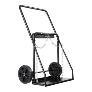 VEVOR Chariot de Bouteille de Soudage Double, Charge Statique 200 kg, Chariot de Réservoir d'Oxygène d'Acétylène, Roues Solides 54 mm, Chaînes de Sécurité, pour Bouteilles de Gaz Doubles 31,75 cm