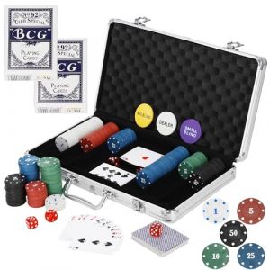 Springos Set De Poker 300 Jetons 2 Jeux De Cartes 5 D&eacute;s Avec Mallette