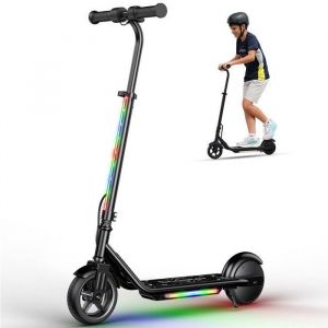 Trottinette Électrique Enfant Iscooter K2 Pro Noir, 3 Vitesses (5/10/16 Km/H),Moteur 150w, Pneus 6 Pouces, Led Multicolores, 6-12 Ans