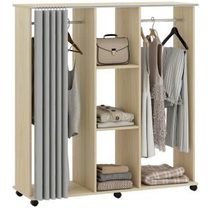 Homcom Armoire penderie - Bois - 120x40x128cm - bois naturel