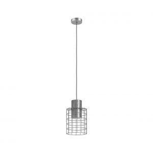 Eglo Suspension luminaire Milligan, lustre chambre industriel, plafonnier salon ou salle à manger en métal galvanisé, blanc, douille E27, Ø 20 cm
