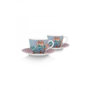 Pip studio Tassen und Untertassen Flower Festival Dunkelrosa 2er set Geschirr 1 ct (29.89 € / 1 ct)